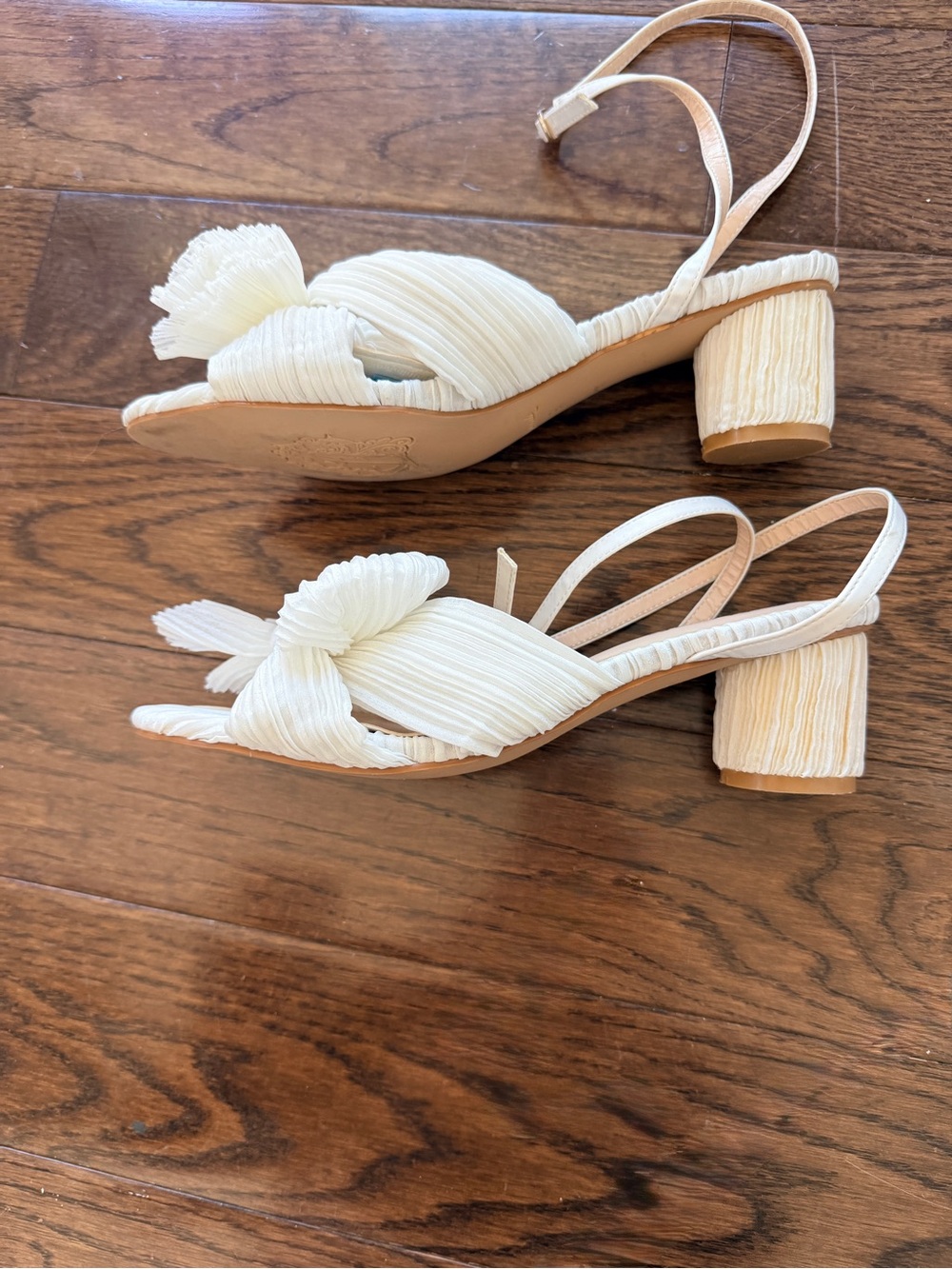 White Pleated Bow Block Heel Sandals – Loeffler Randall Lookalike – Size 9 - Picture 5 of 13